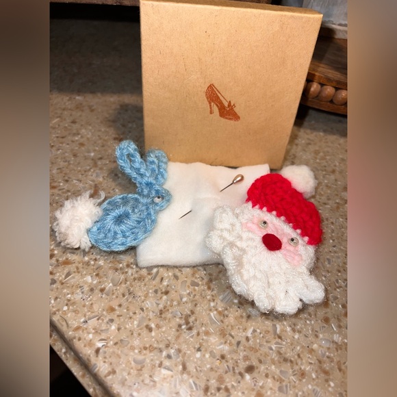 Vintage Handmade Crochet Christmas & Easter Ornaments & Antique Hat Pin - Picture 1 of 4